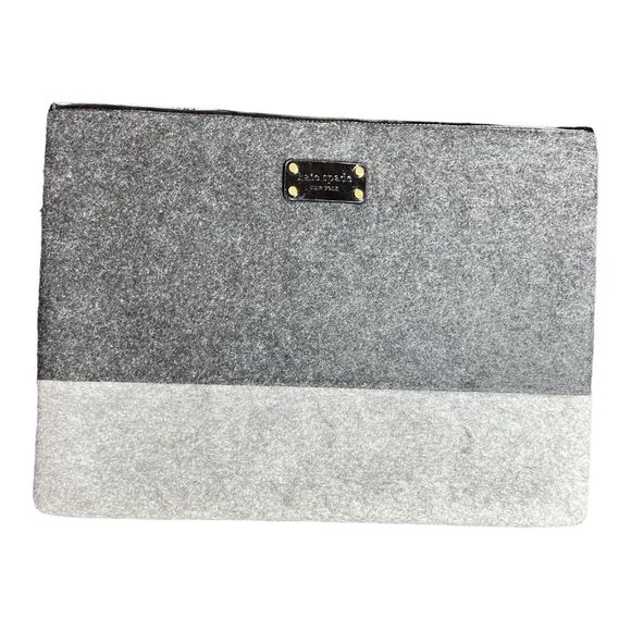 Kate Spade 13" Laptop Sleeve Gray And Dark Gray Felt